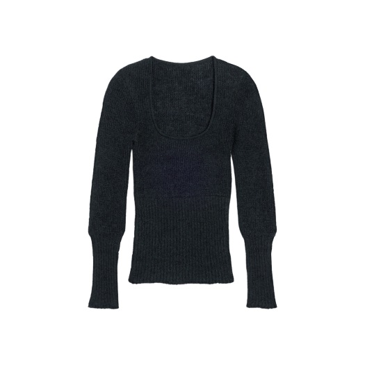 (W) 자크뮈스 라 마이유 다오 스쿱 넥 스웨터 블랙