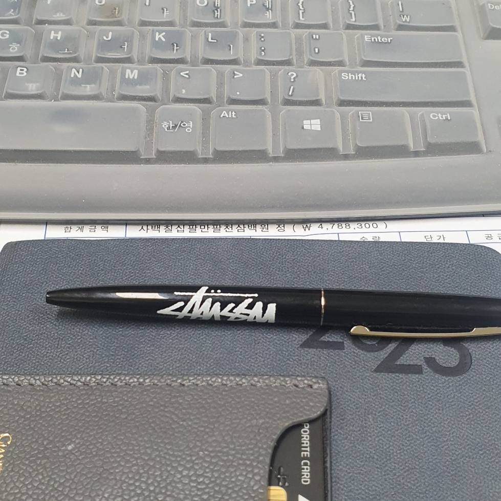Stussy BIC Clip Pen Black 착용 스타일