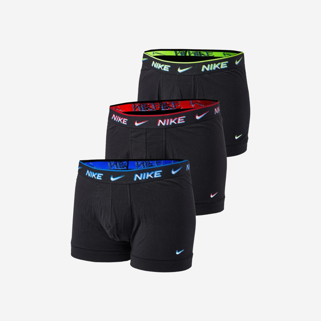 Nike Everyday Cotton Stretch Trunk Black Red Blue Volt (3 Pack) 상세 이미지 1