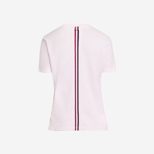 (W) 톰브라운 클래식 코튼 피케 릴렉스 핏 센터 백 스트라이프 숏슬리브 티셔츠 라이트 핑크