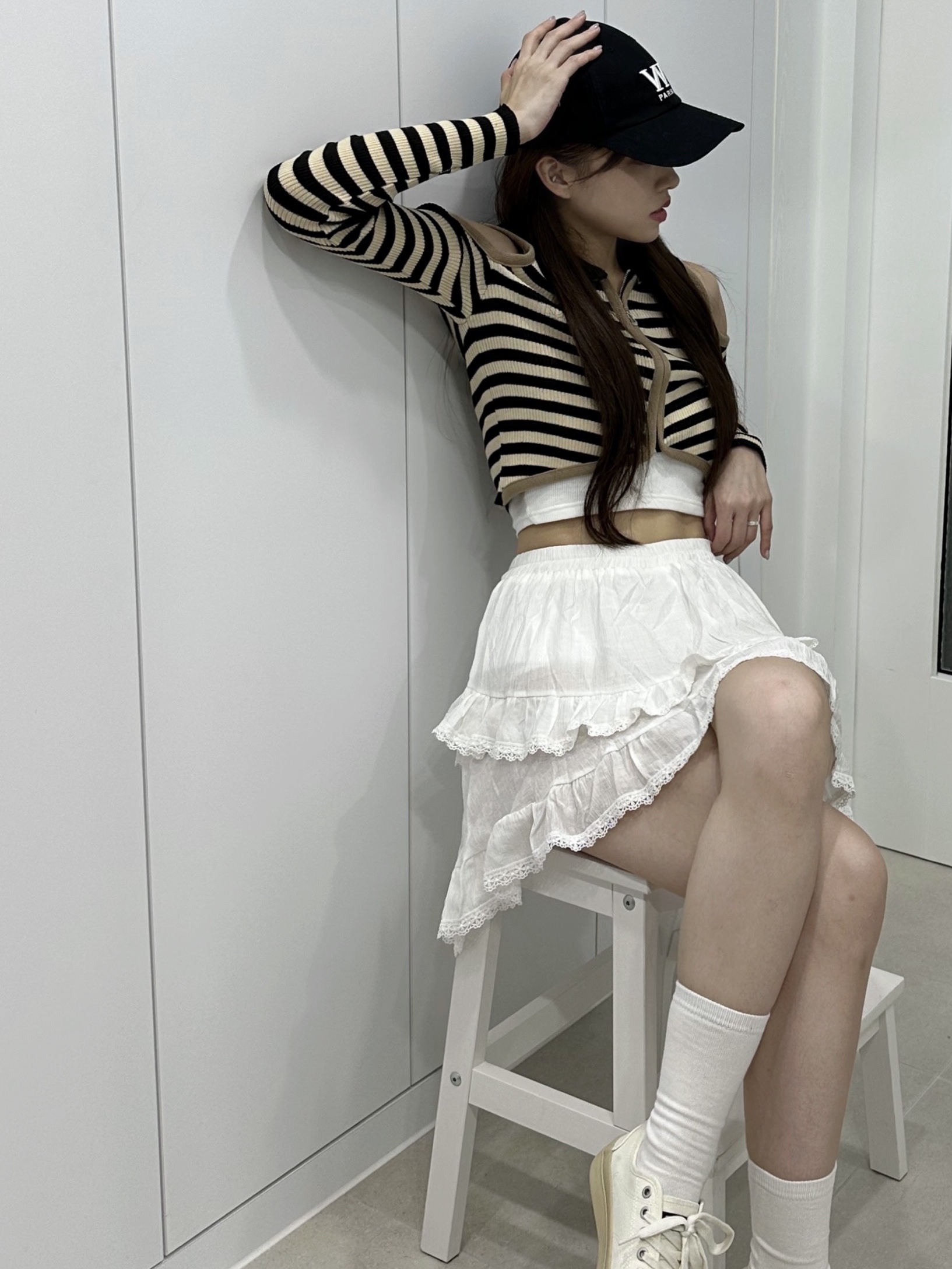 Wooyoungmi W Patch Ball Cap Black - 23SS 착용 스타일 - 1