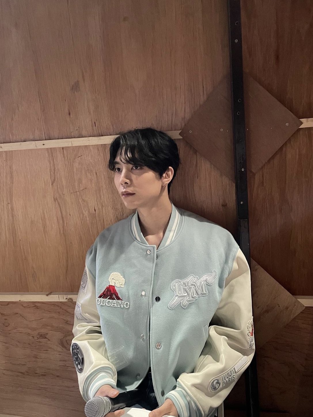 Wooyoungmi Volcano Varsity Jacket Mint - 23FW 착용 스타일