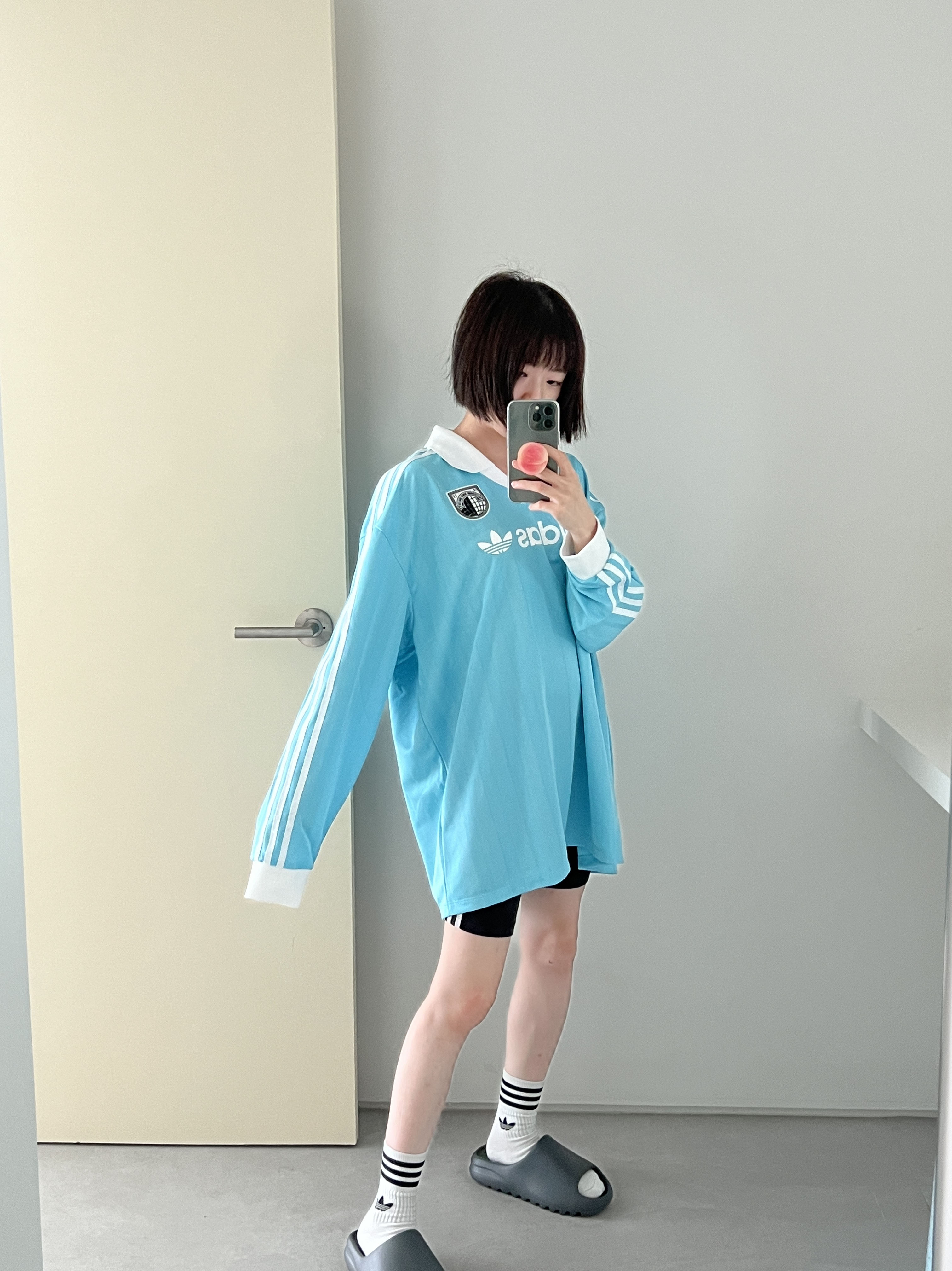 (W) Adidas Football Long Sleeve T-Shirt Light Aqua - KR Sizing, (W) Adidas Football Long Sleeve T-Shirt Light Aqua - US Sizing 착용 스타일 - 1