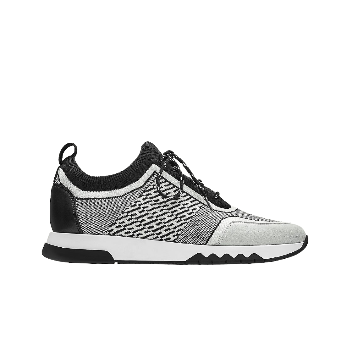 (W) 에르메스 어딕트 스니커즈 바이컬러 니트 카프스킨 스웨이드 고트스킨 & 누아 블랑((W) Hermes Addict Sneaker Bicolor Knit Calfskin Suede Goatskin & Noir Blanc) - 1