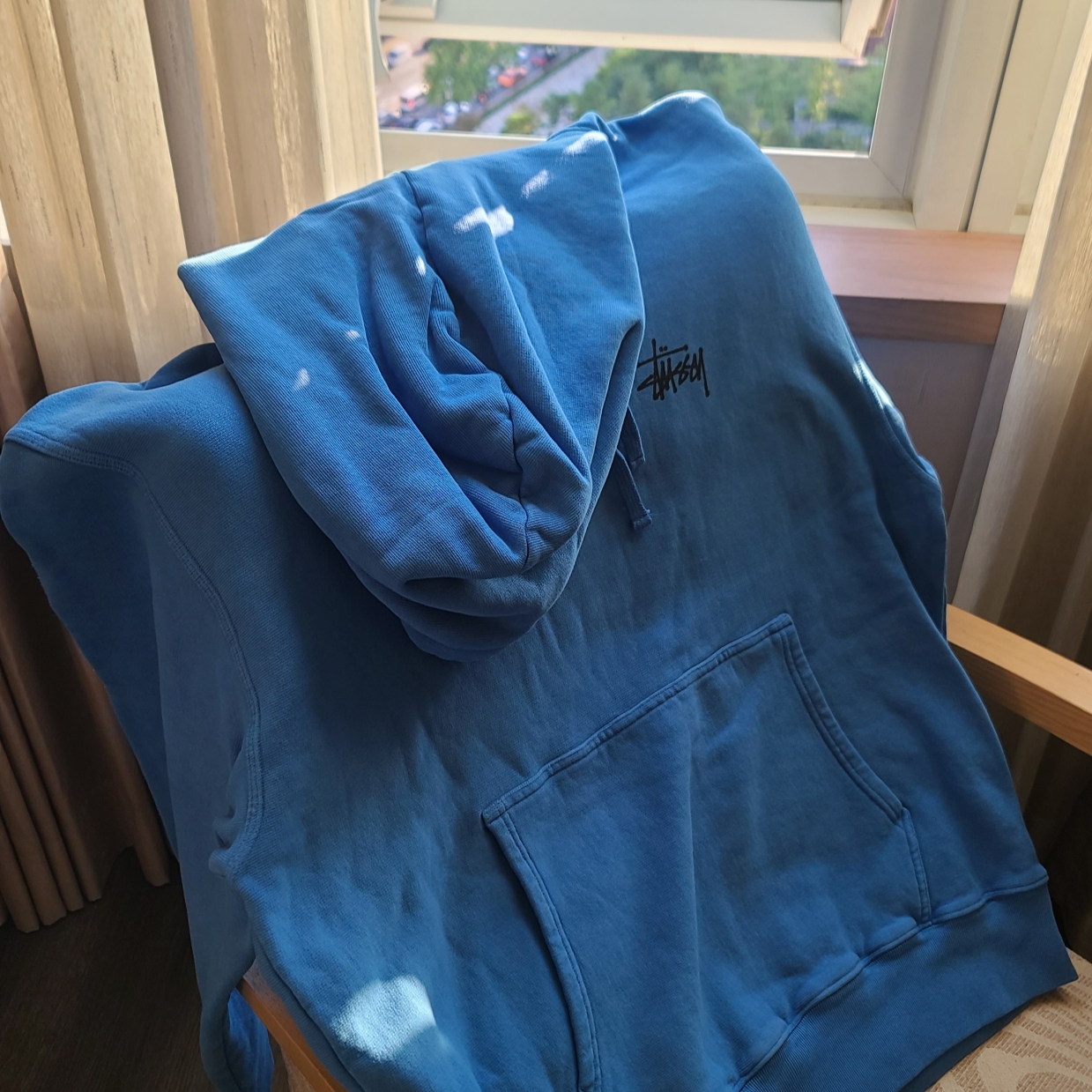 Stussy Basic Stussy Pigment Dyed Hoodie Blue 착용 스타일