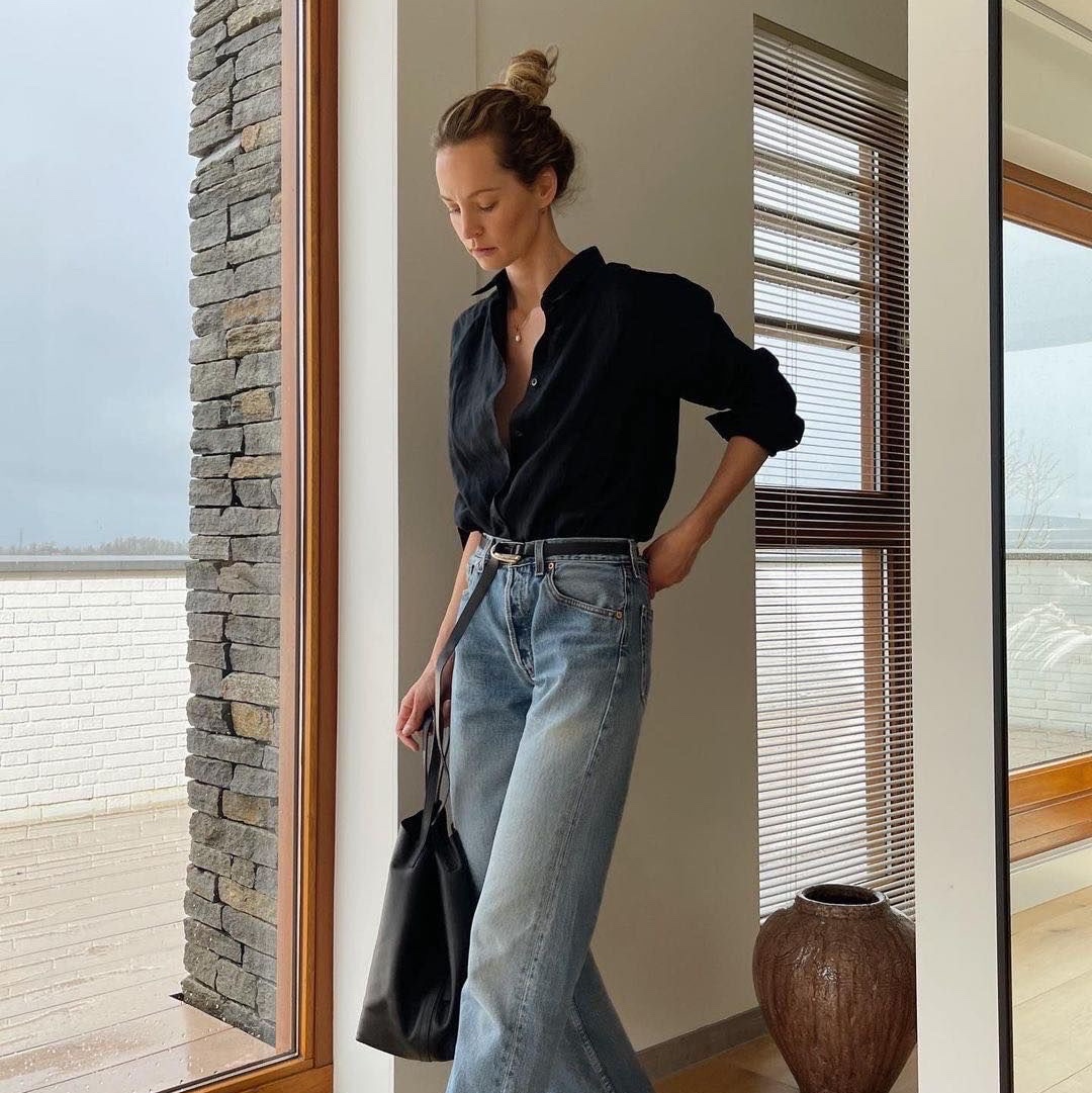 (W) Alexander Wang Cross Drape Crop Shirt in Compact Cotton Black, CDG 1986 Comme Des Garcons Archive Shirt Black 착용 스타일 - 4