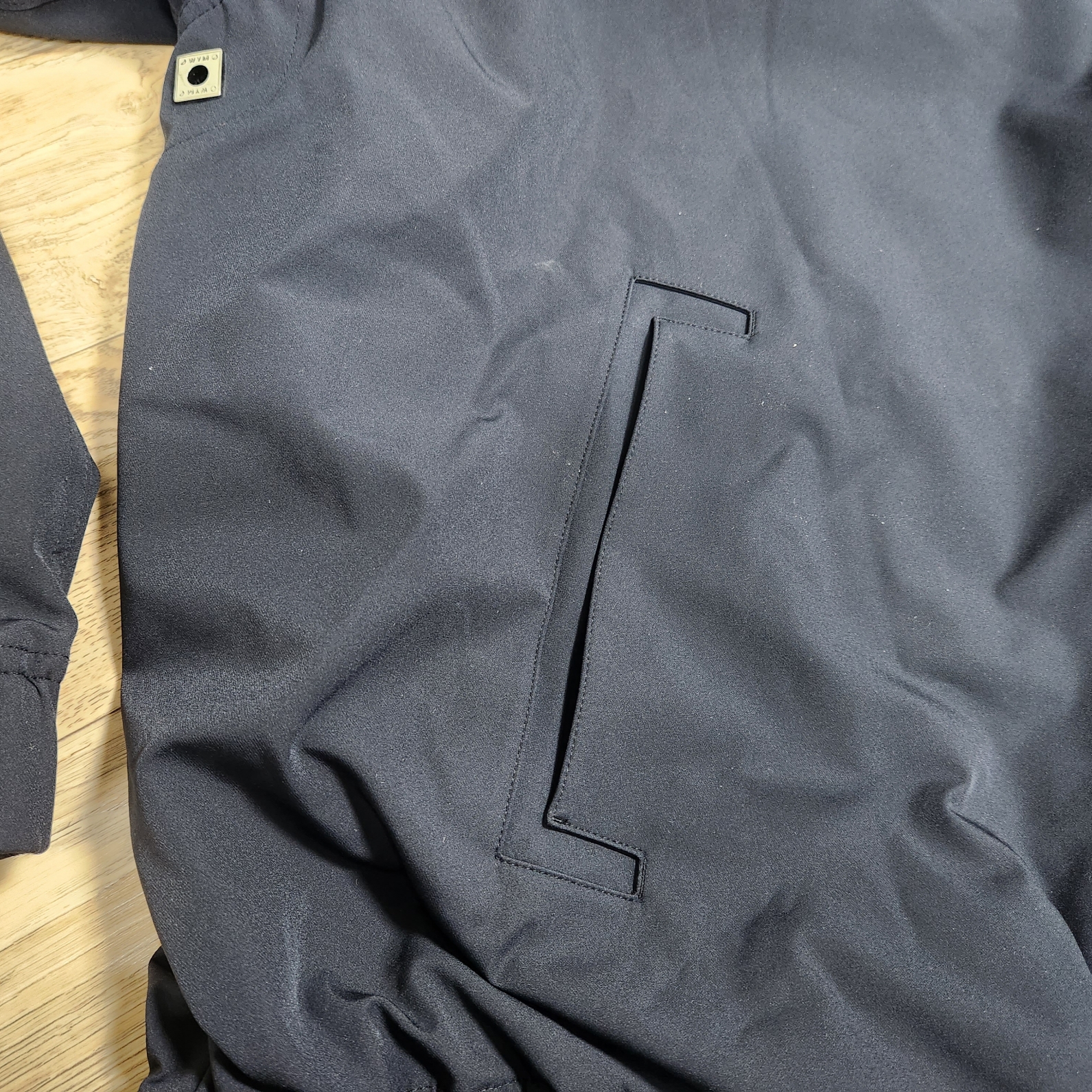 Wooyoungmi Nylon String Long Sleeve Back Logo T-Shirt Navy - 23SS 착용 스타일 - 3