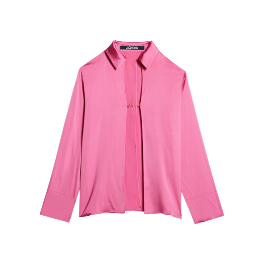 (W) 자크뮈스 라 슈미즈 노트 오픈 참 로고 셔츠 핑크