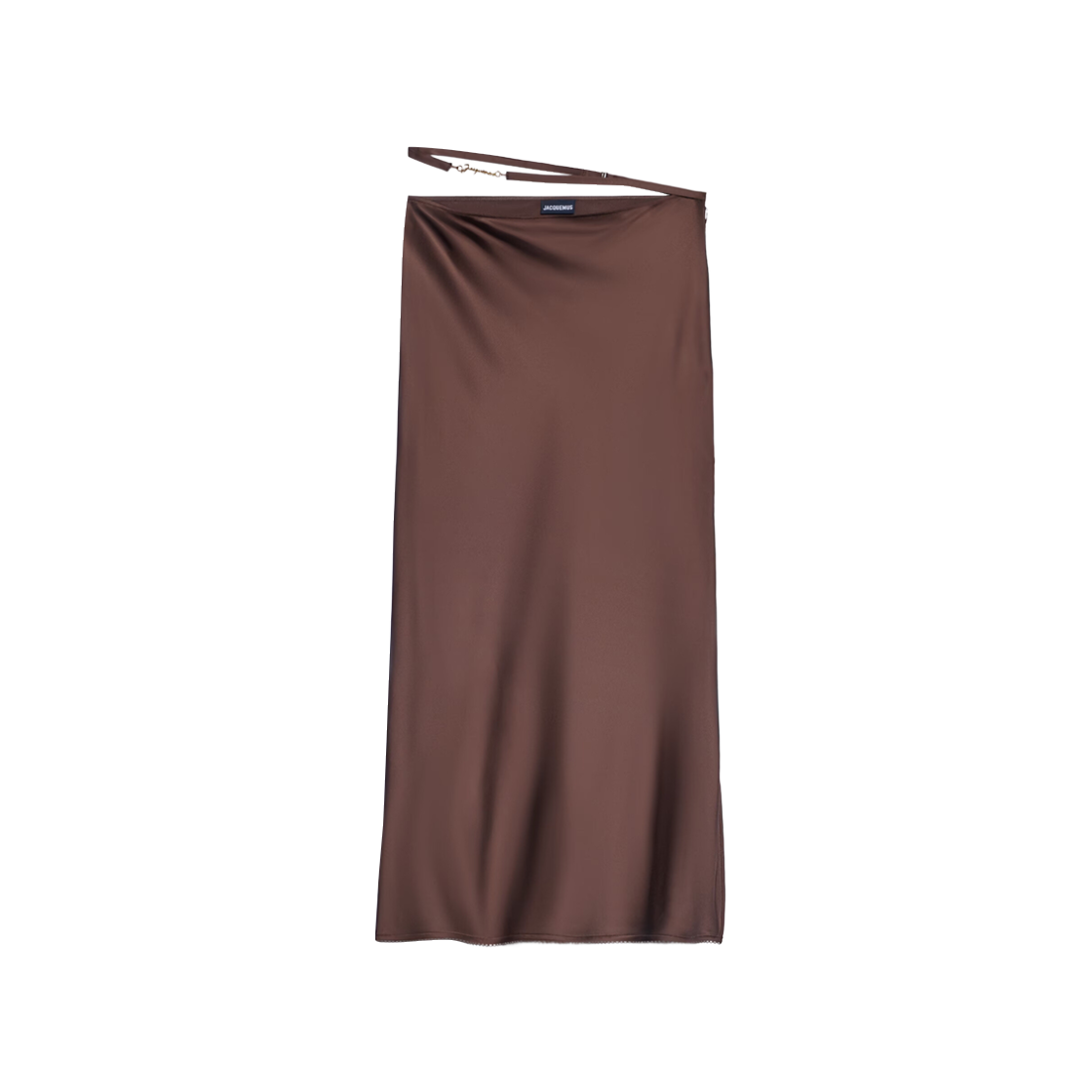 (W) Jacquemus La Jupe Notte Satin Midi Skirt Dark Brown 상세 이미지 1