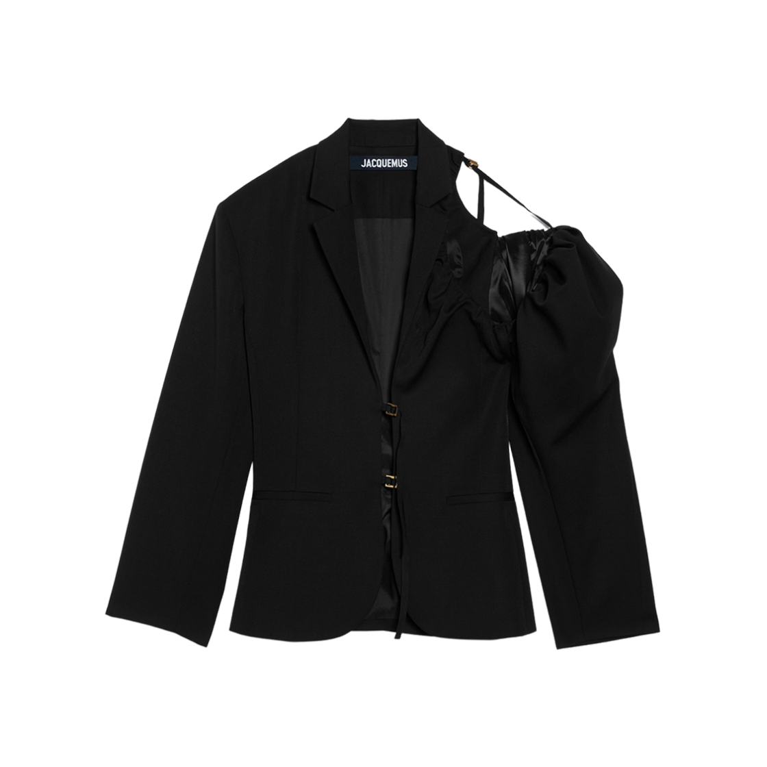 (W) Jacquemus La Veste Galliga Asymmetric Sleeve Blazer Black 상세 이미지 1