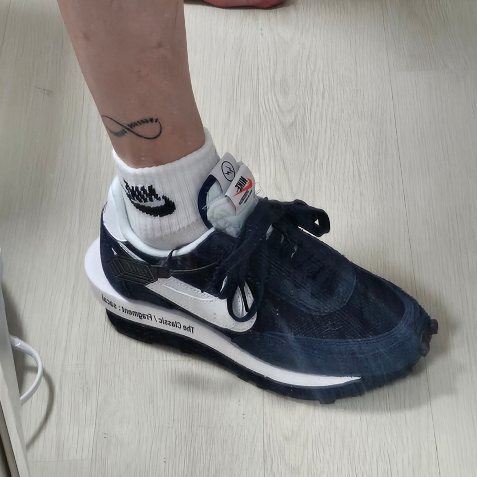 Nike x Sacai x Fragment LDWaffle Blackened Blue 착용 스타일 - 3