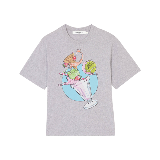 (W) 메종 키츠네 아이스 크림 스플래쉬 컴포트 티셔츠 라이트 그레이 멜란지