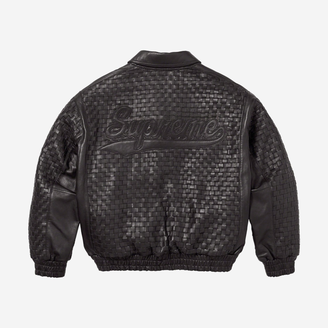 Supreme Woven Leather Varsity Jacket Black - 23FW 상세 이미지 3