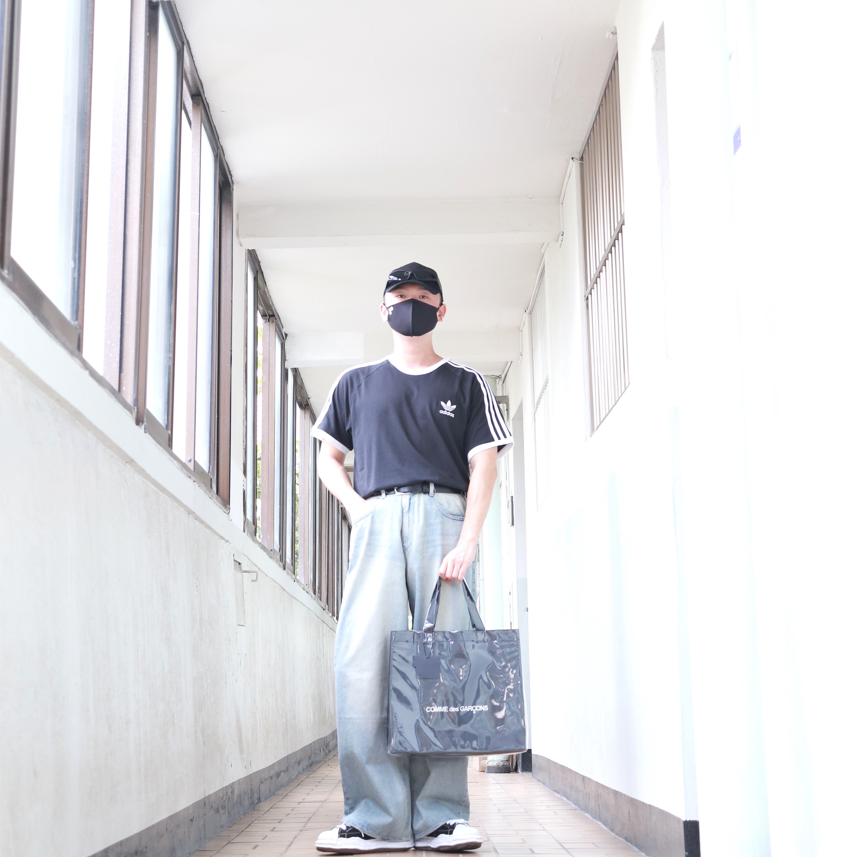 Maison Mihara Yasuhiro Blakey OG Sole Canvas Low-top Sneakers Black White 착용 스타일
