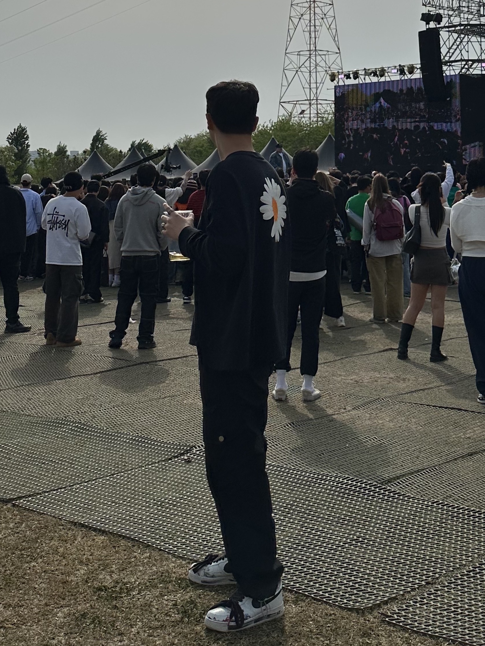 Nike x Peaceminusone LS T-Shirt Black (DR0098-010), Nike x Peaceminusone Air Force 1 Low Para-Noise 2.0 착용 스타일