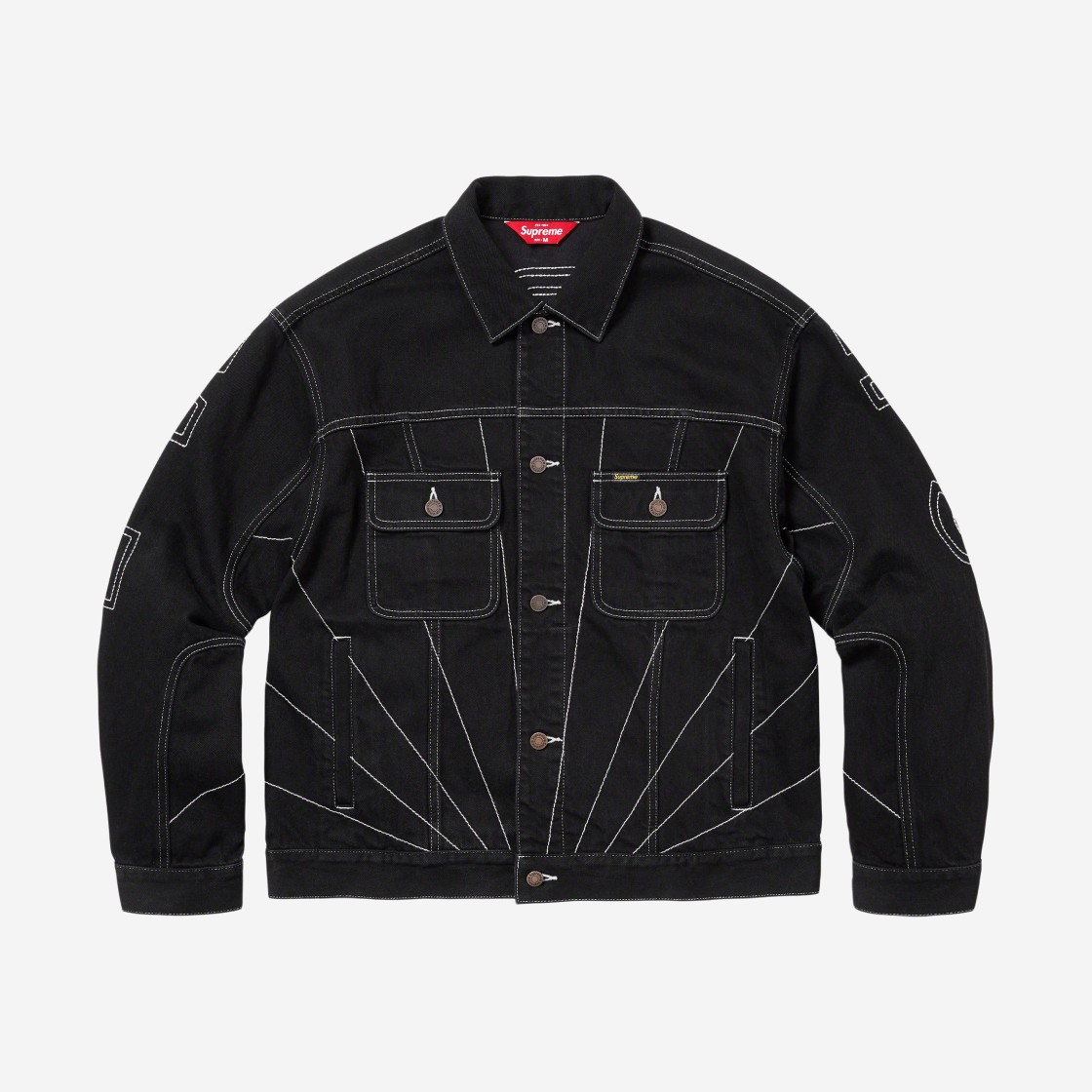 Supreme Radial Embroidered Denim Trucker Jacket Black - 23FW 상세 이미지 1