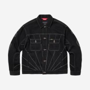 Supreme Radial Embroidered Denim Trucker Jacket Black - 23FW