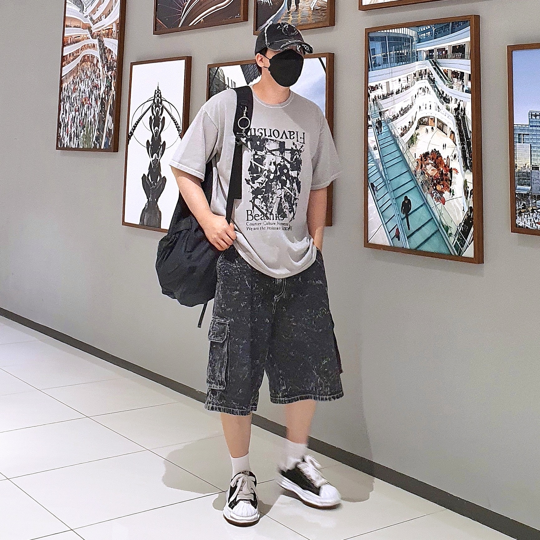 Maison Mihara Yasuhiro Blakey OG Sole Canvas Low-top Sneakers Black 착용 스타일