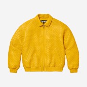 Supreme Woven Leather Varsity Jacket Yellow - 23FW