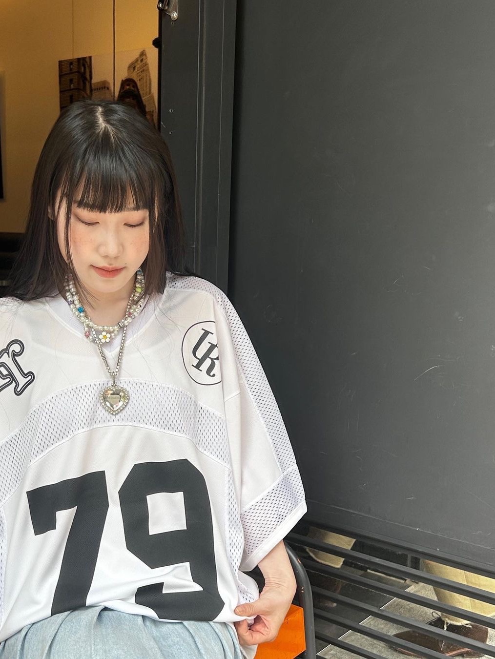 Porta Women Hockey Jersey Top White, Porta Women Corn Denim Pleats Skirt Light Blue 착용 스타일 - 1