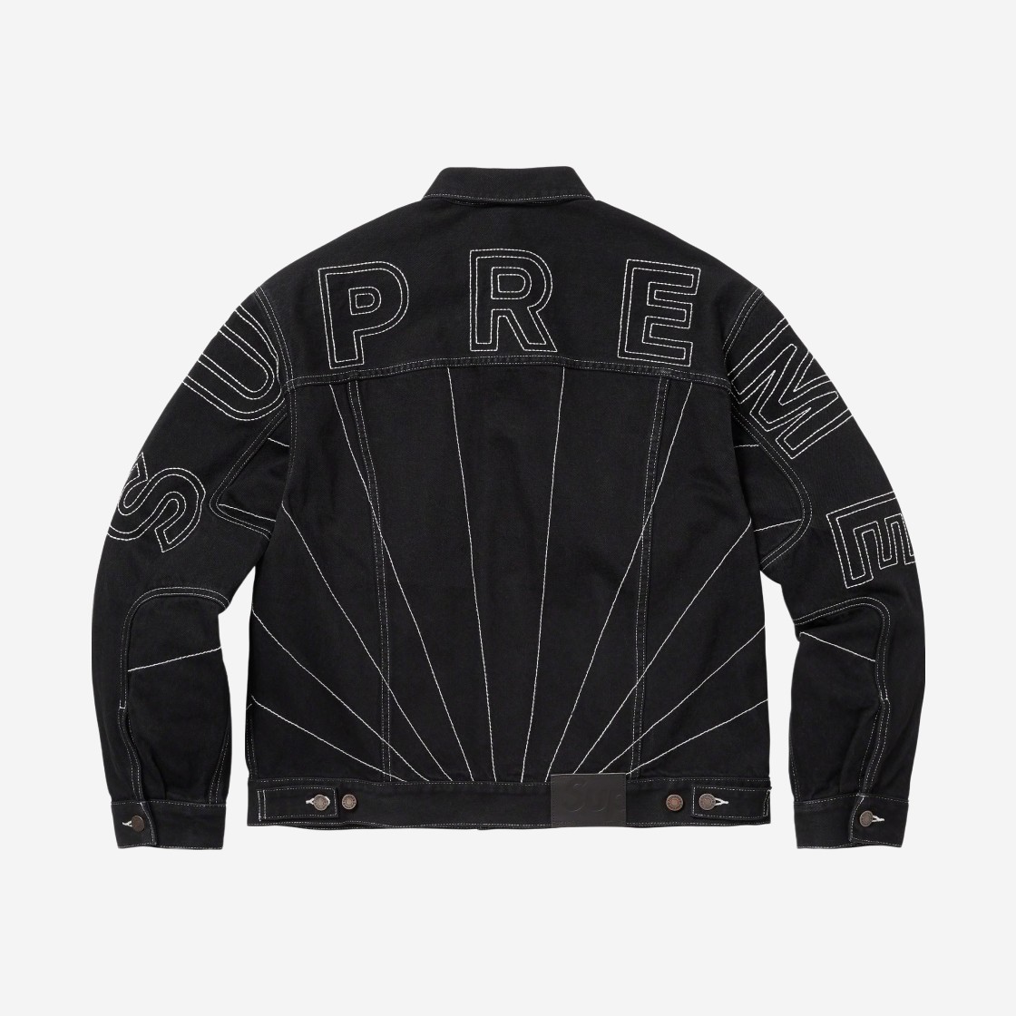 Supreme Radial Embroidered Denim Trucker Jacket Black - 23FW 상세 이미지 2