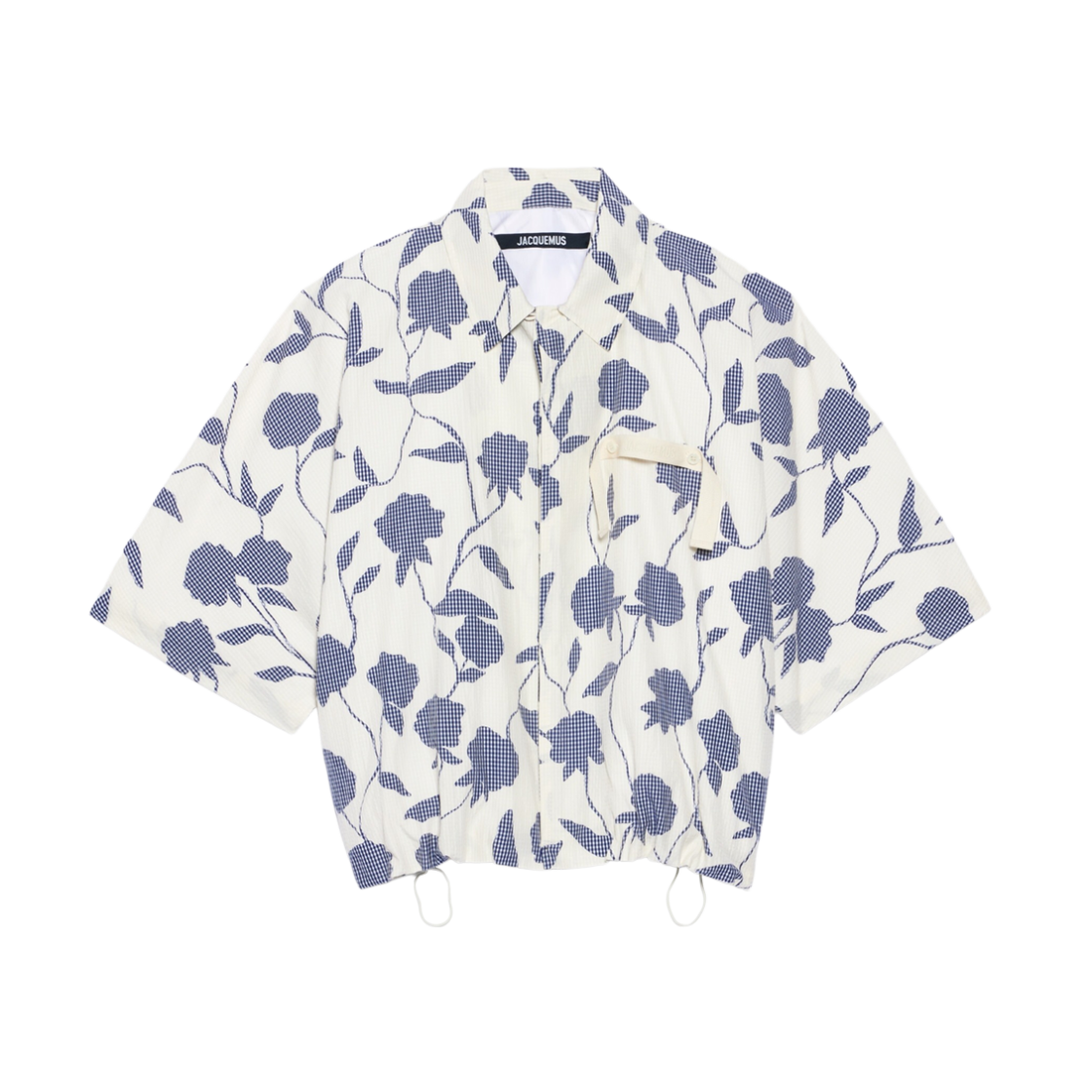 Jacquemus La Chemise Disgreghi Elasticated Short Sleeve Shirt Print Roses Dark Navy 상세 이미지 1