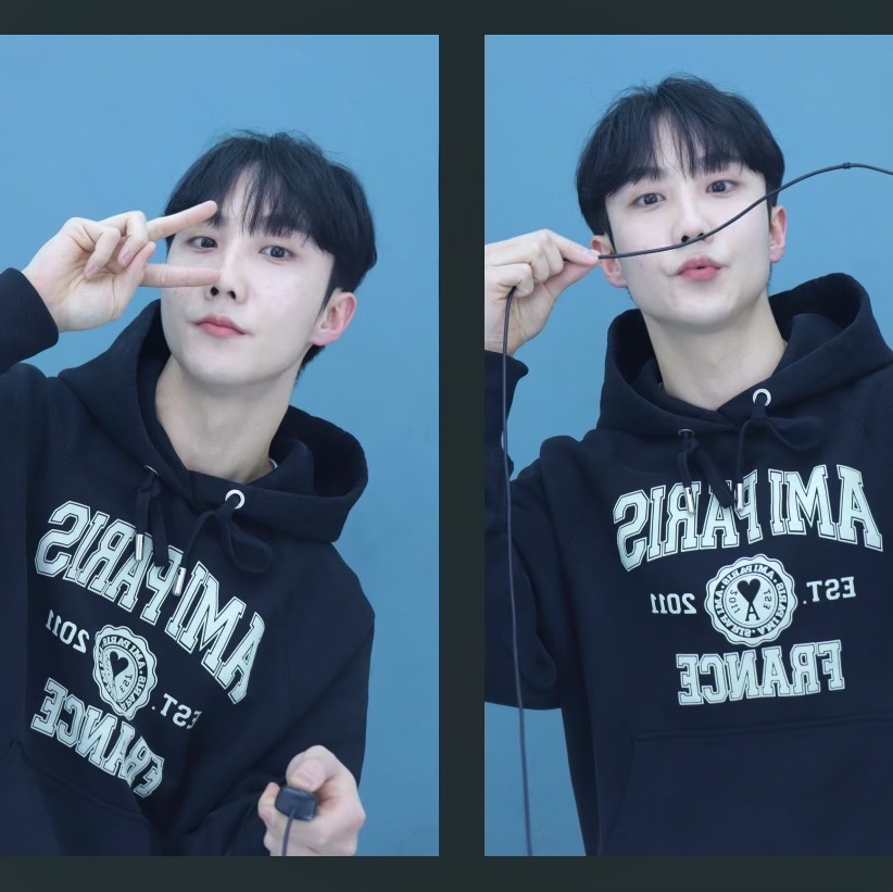 Ami Paris France Hood Sweatshirt Black 착용 스타일