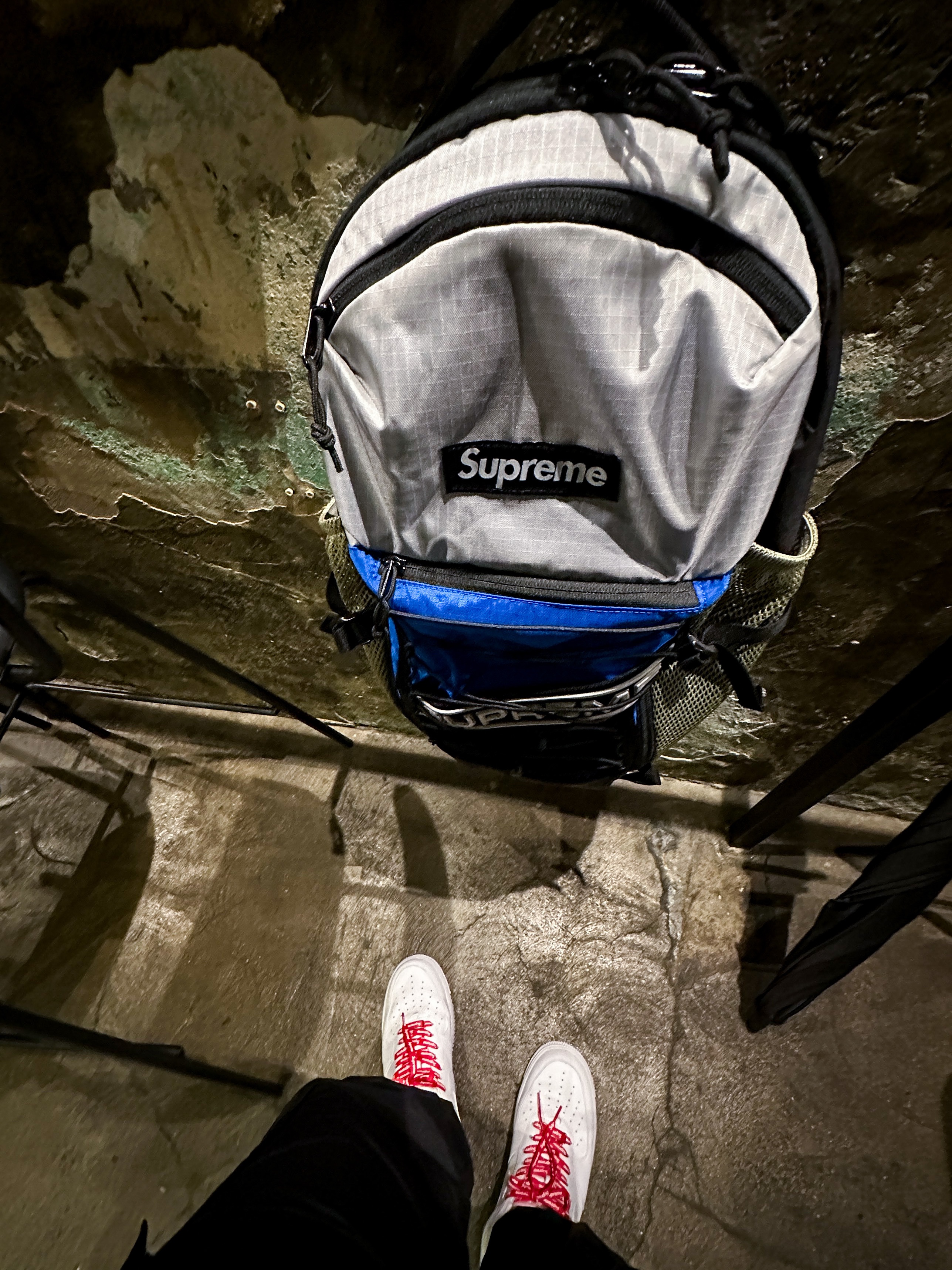 Supreme Backpack Blue - 23FW, Nike x Supreme Air Force 1 Low White 착용 스타일