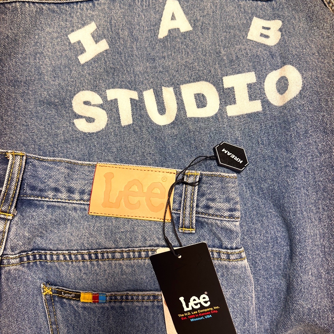 IAB Studio x Lee Denim Jeans Indigo Navy, IAB Studio x Lee Denim Jacket Indigo Indigo Medium 착용 스타일 - 1