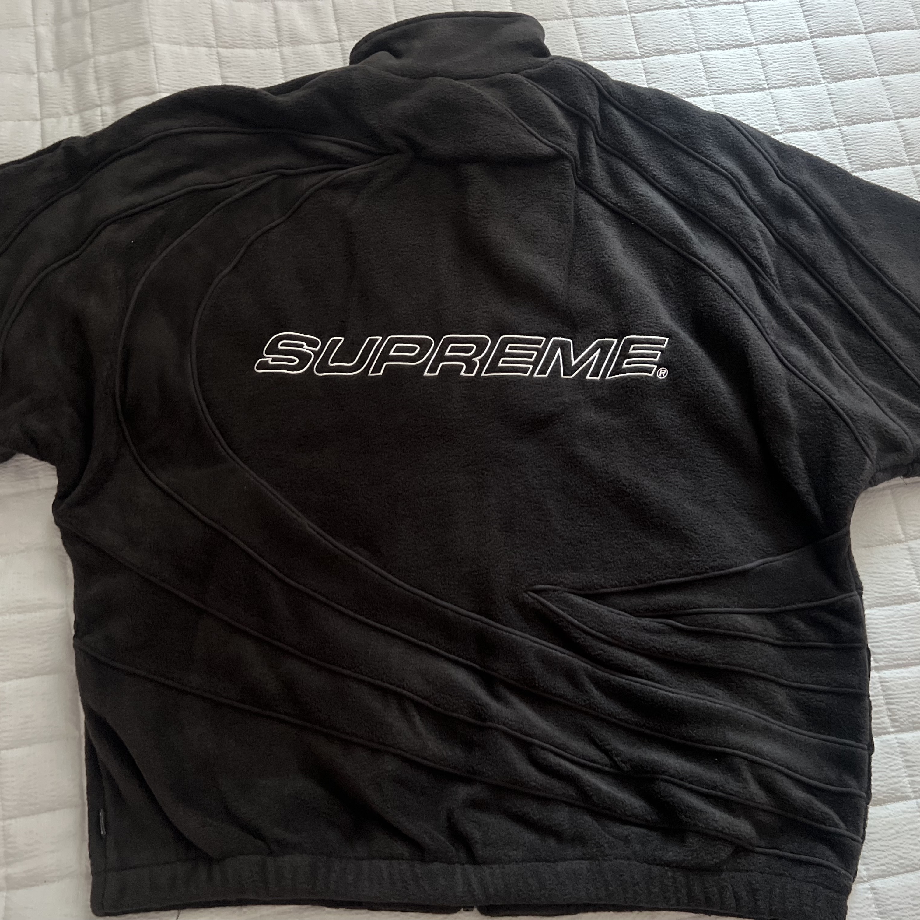 Supreme Racing Fleece Jacket Black - 23SS 착용 스타일 - 2