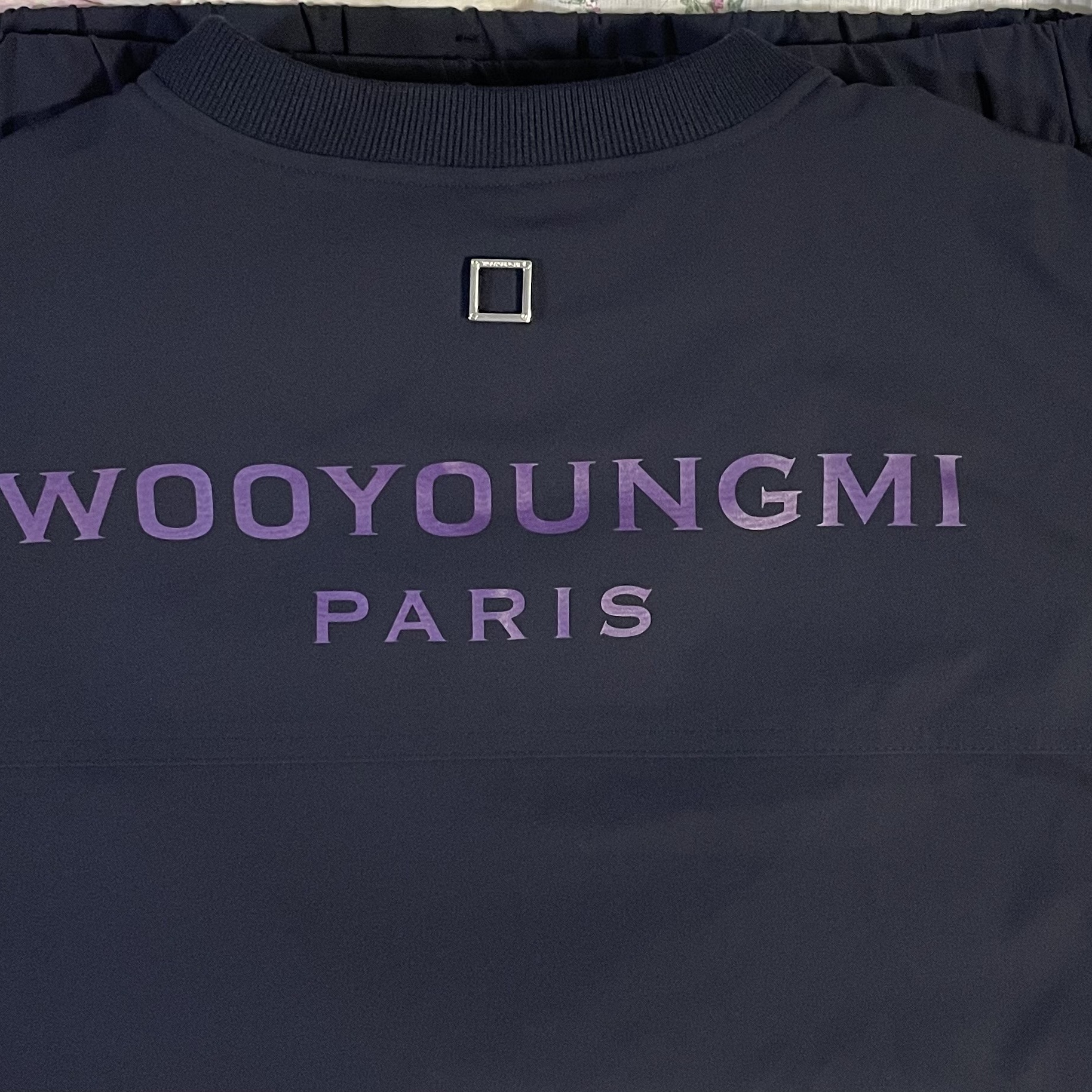 Wooyoungmi Nylon String Long Sleeve Back Logo T-Shirt Navy - 23SS 착용 스타일