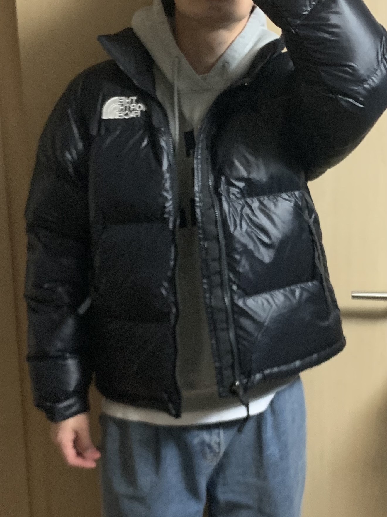 The North Face Nuptse Hybrid Down Ball Jacket Black 착용 스타일