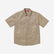 Supreme Leather S/S Work Shirt Tan - 23FW