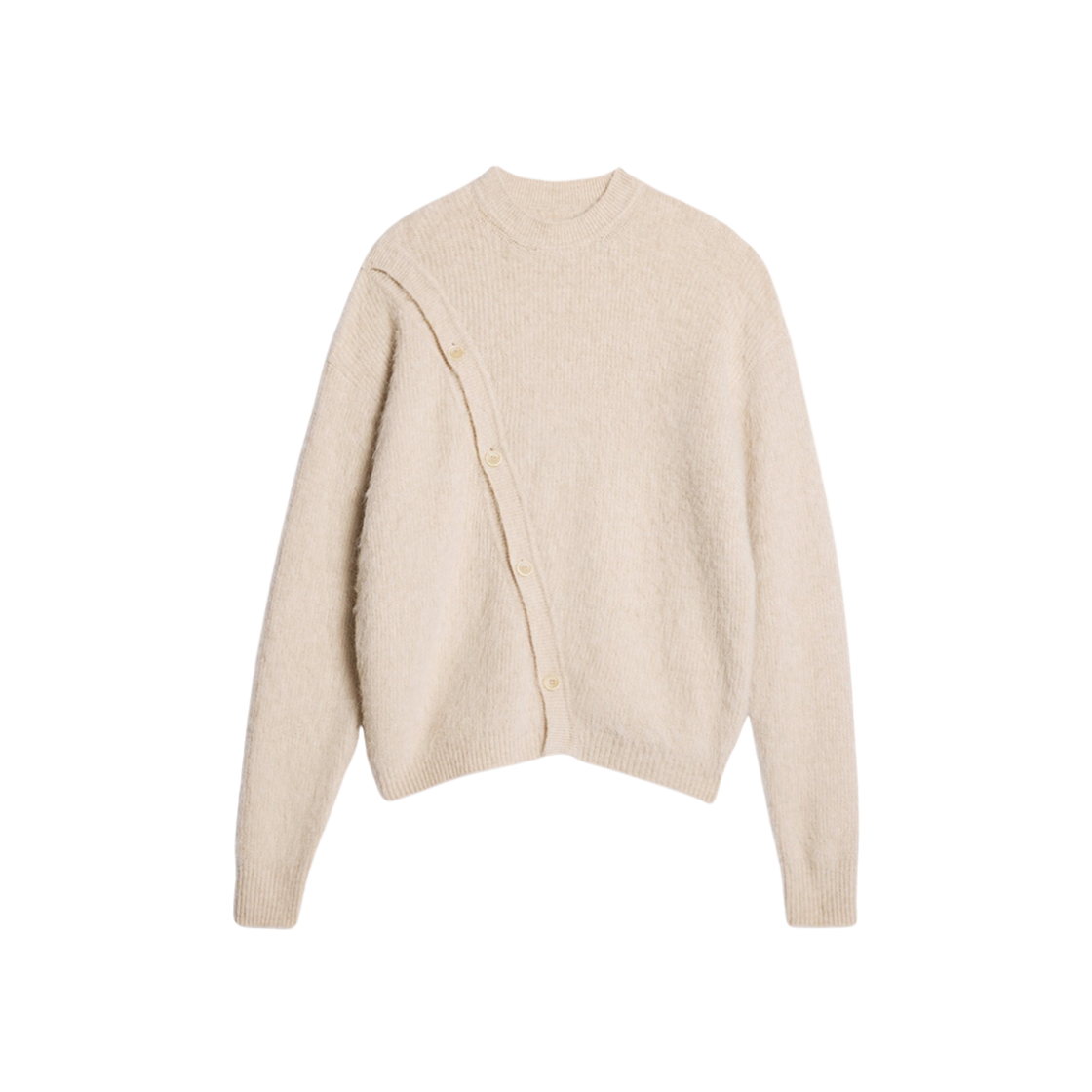 Jacquemus Le Cardigan Pau Asymmetric Cardigan Dark Beige 상세 이미지 1