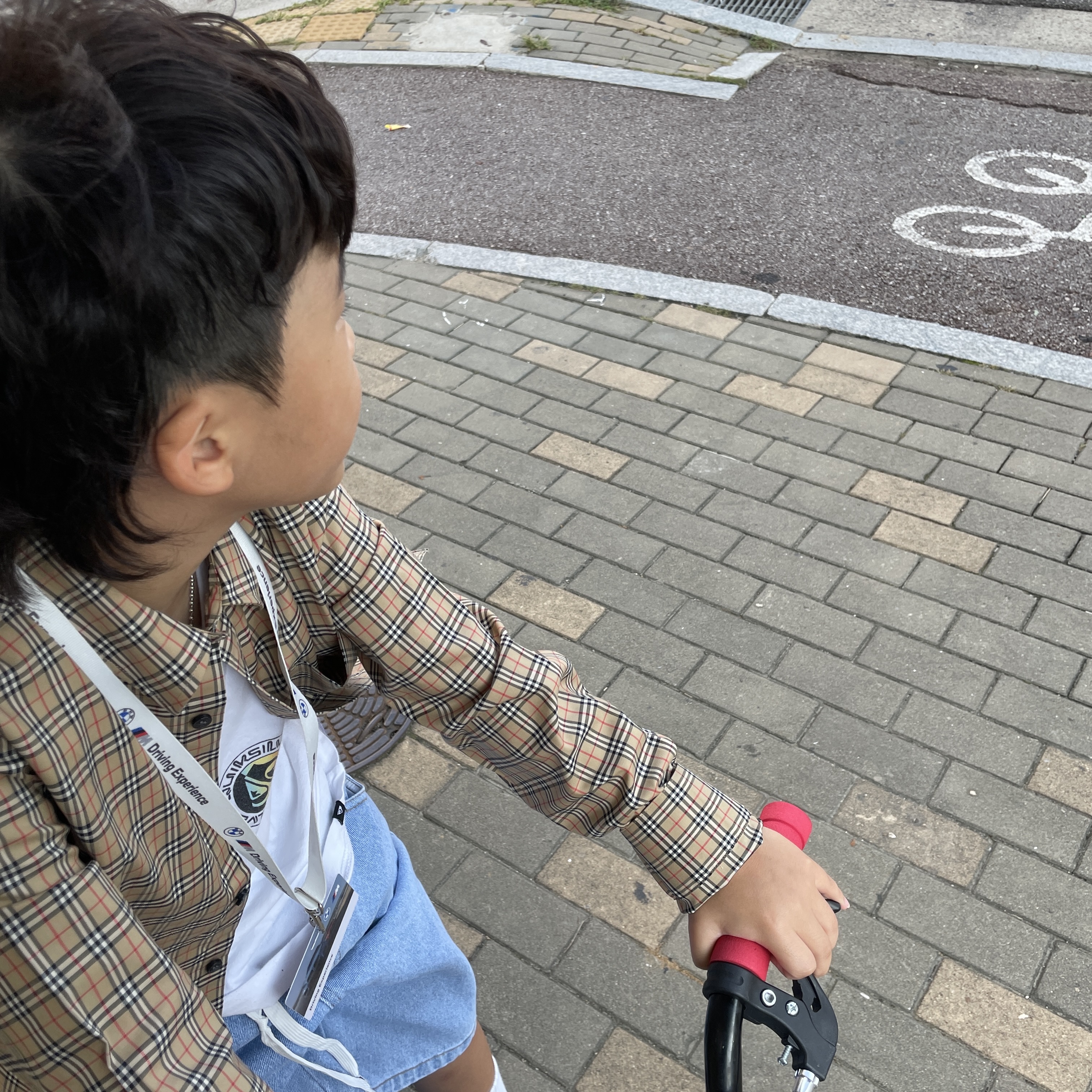 (Kids) Burberry Check Stretch Cotton Shirt Archive Beige 착용 스타일
