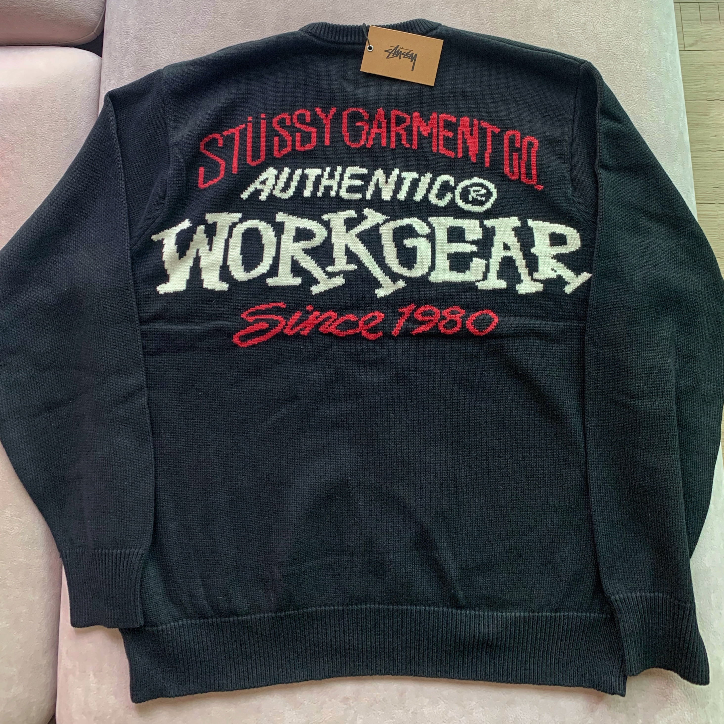 Stussy Authentic Workgear Sweater Black 착용 스타일