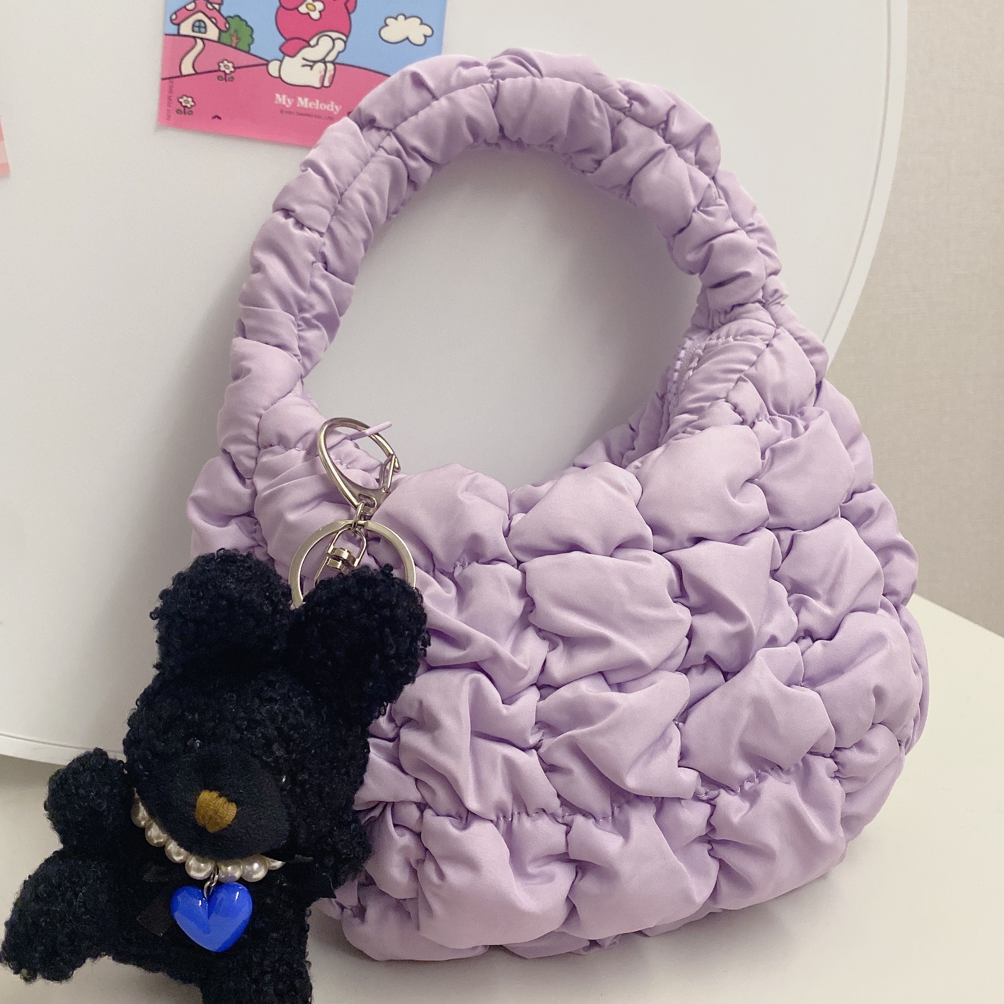 COS Quilted Micro Bag Purple 착용 스타일