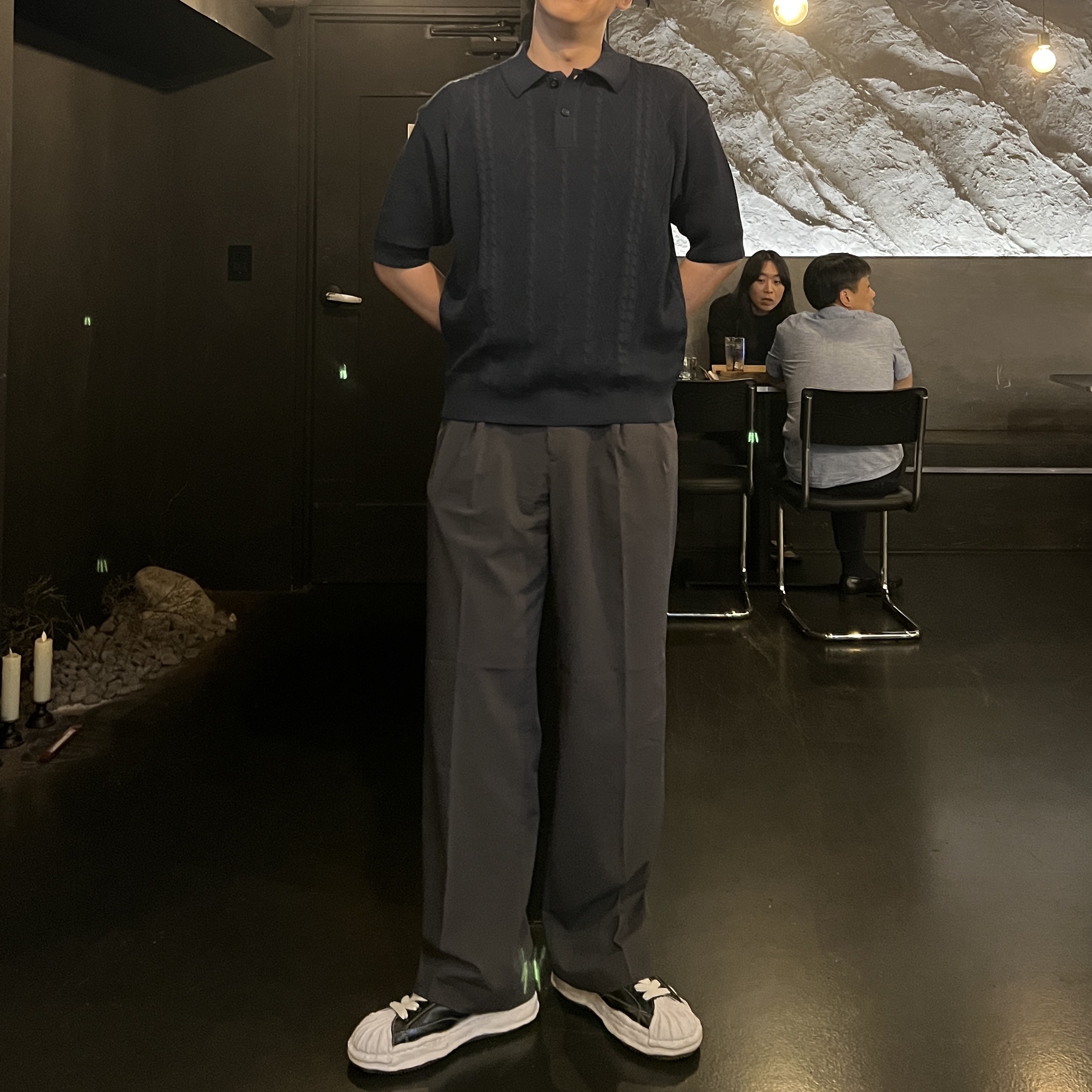 Maison Mihara Yasuhiro Blakey OG Sole Leather Low-top Sneakers Black 착용 스타일