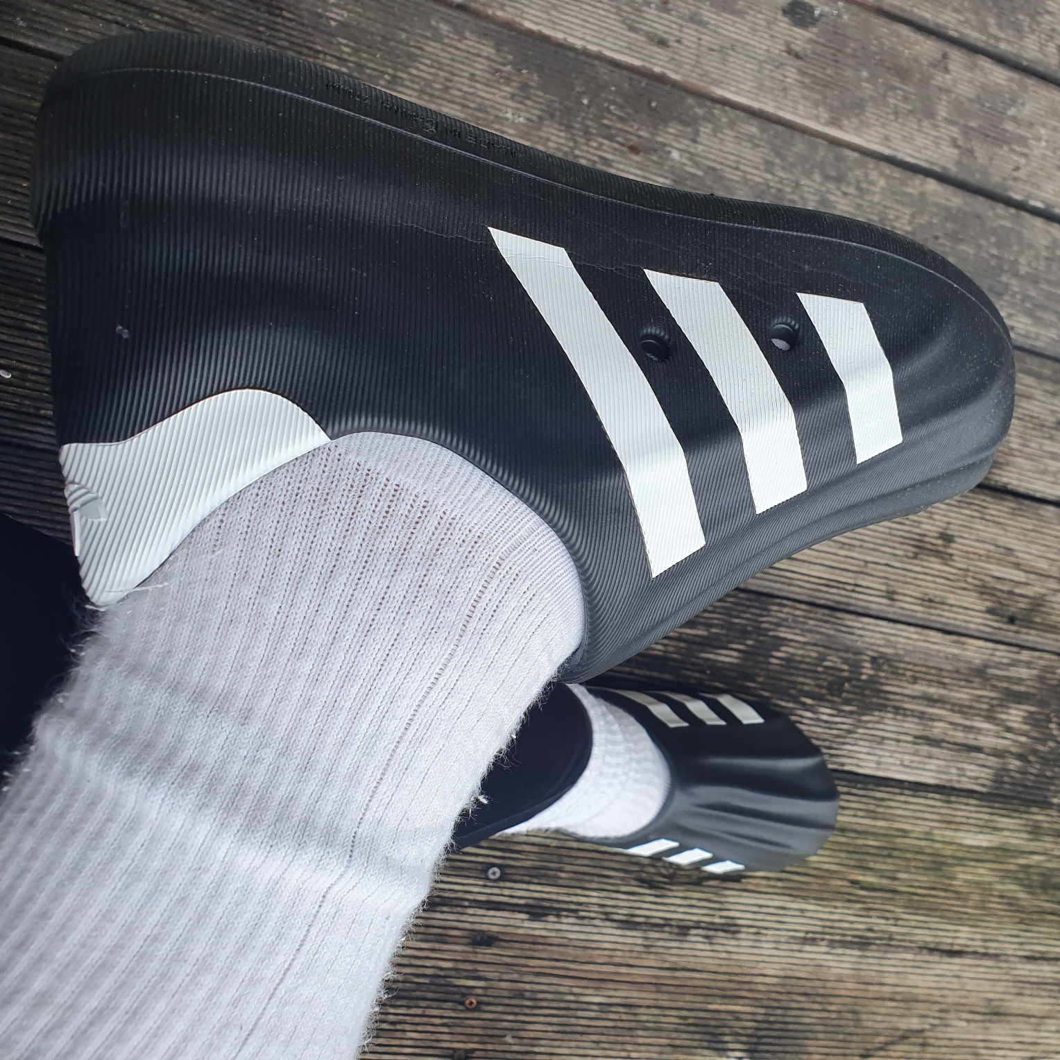 Adidas Adifom Superstar Core Black Cloud White 착용 스타일 - 2