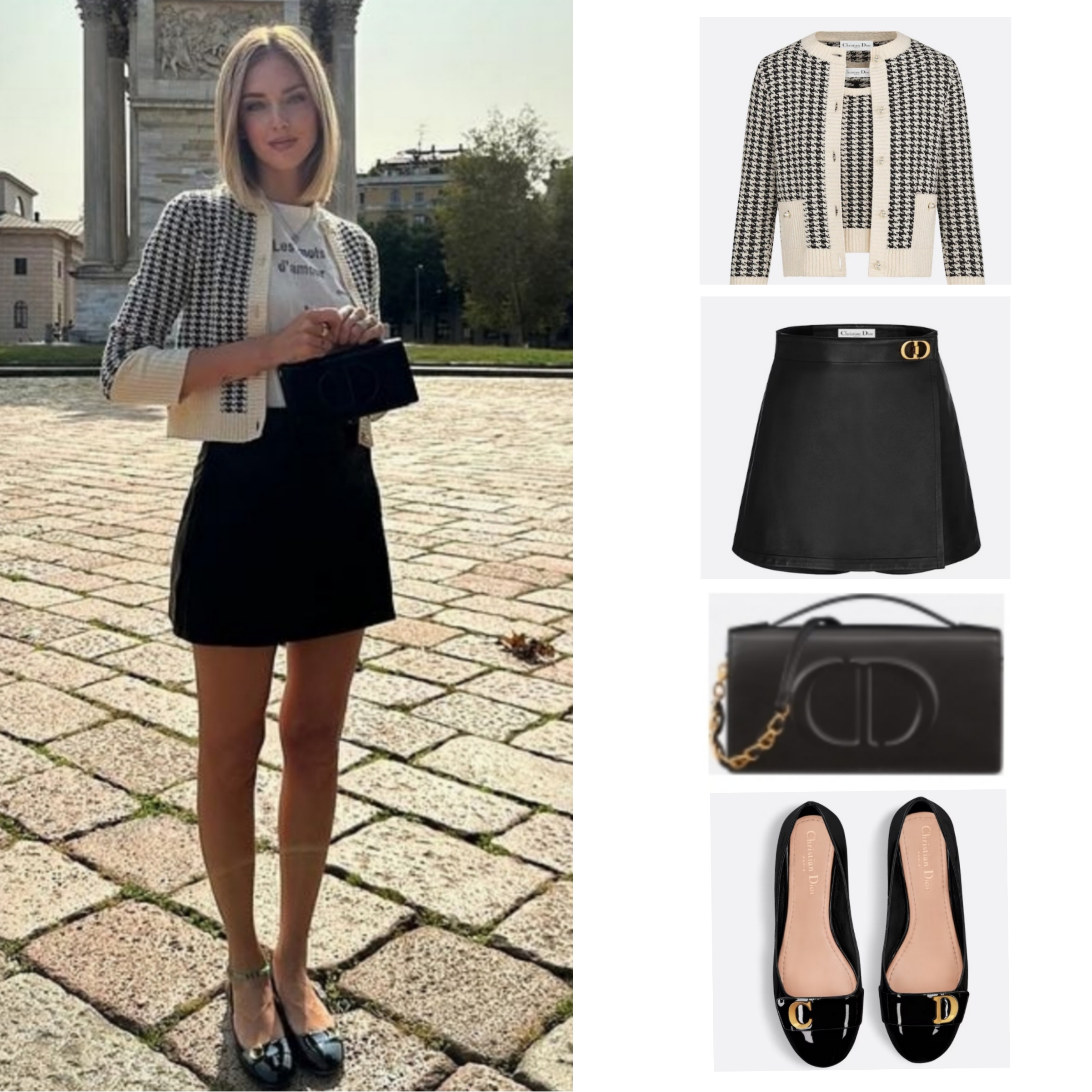 (W) Dior Skort with CD Button Black Wool and Silk 착용 스타일
