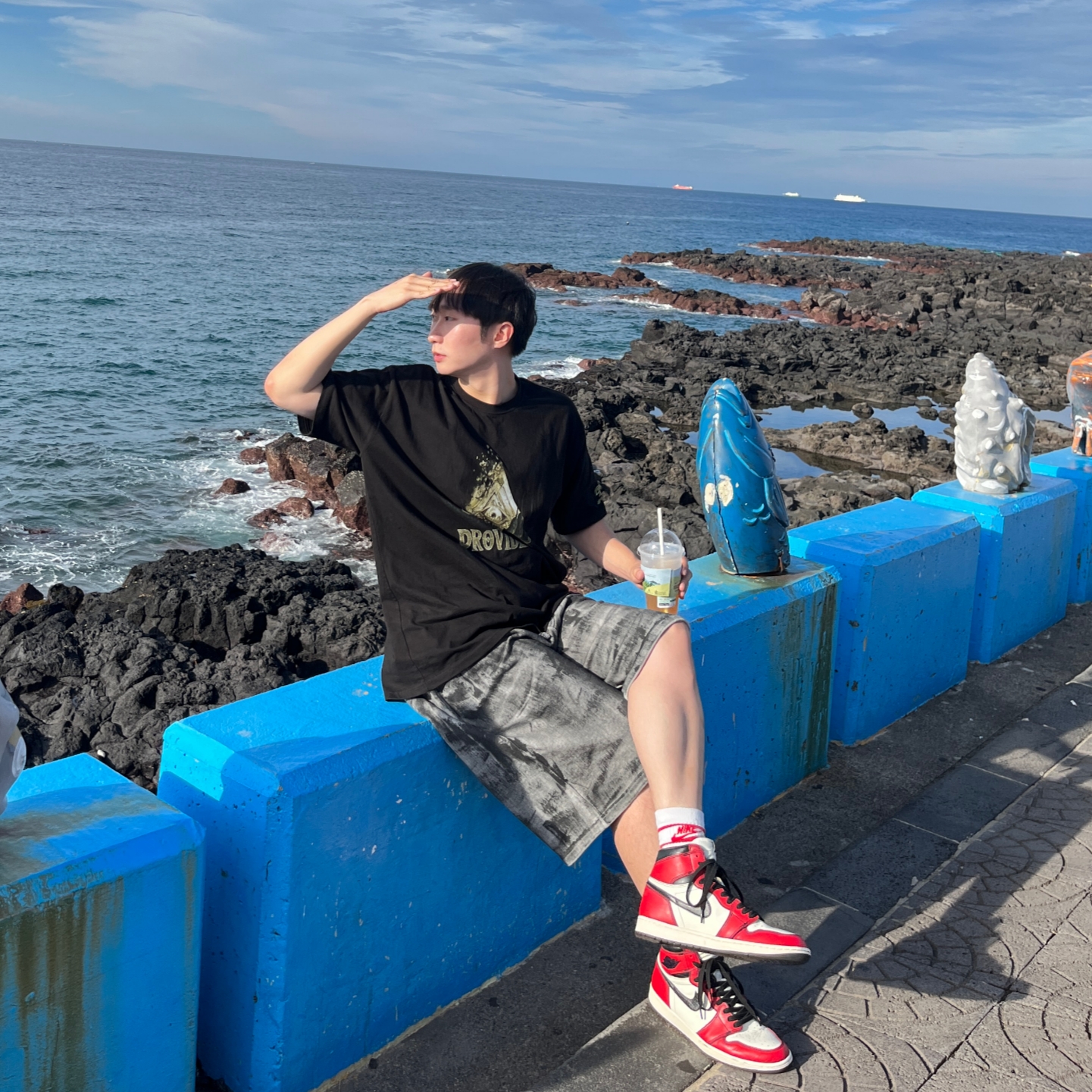 Jordan 1 Retro High OG Defiant SB LA to Chicago, Undermycar Nimbus Rough Oil Coating Sweatshorts Ultimate Gray - 23SS 착용 스타일 - 2