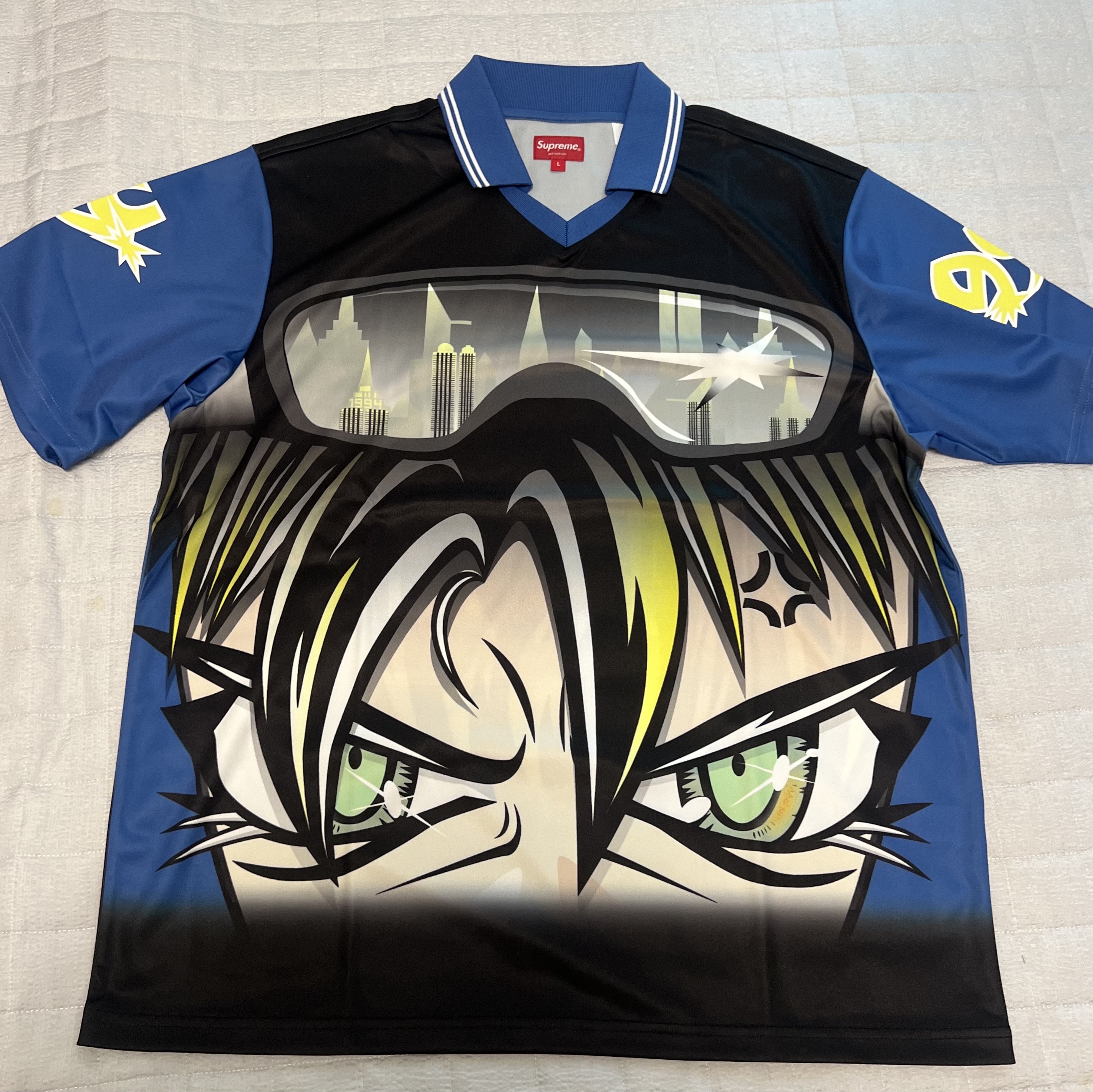 Supreme Character Soccer Jersey Blue - 23SS 착용 스타일 - 1