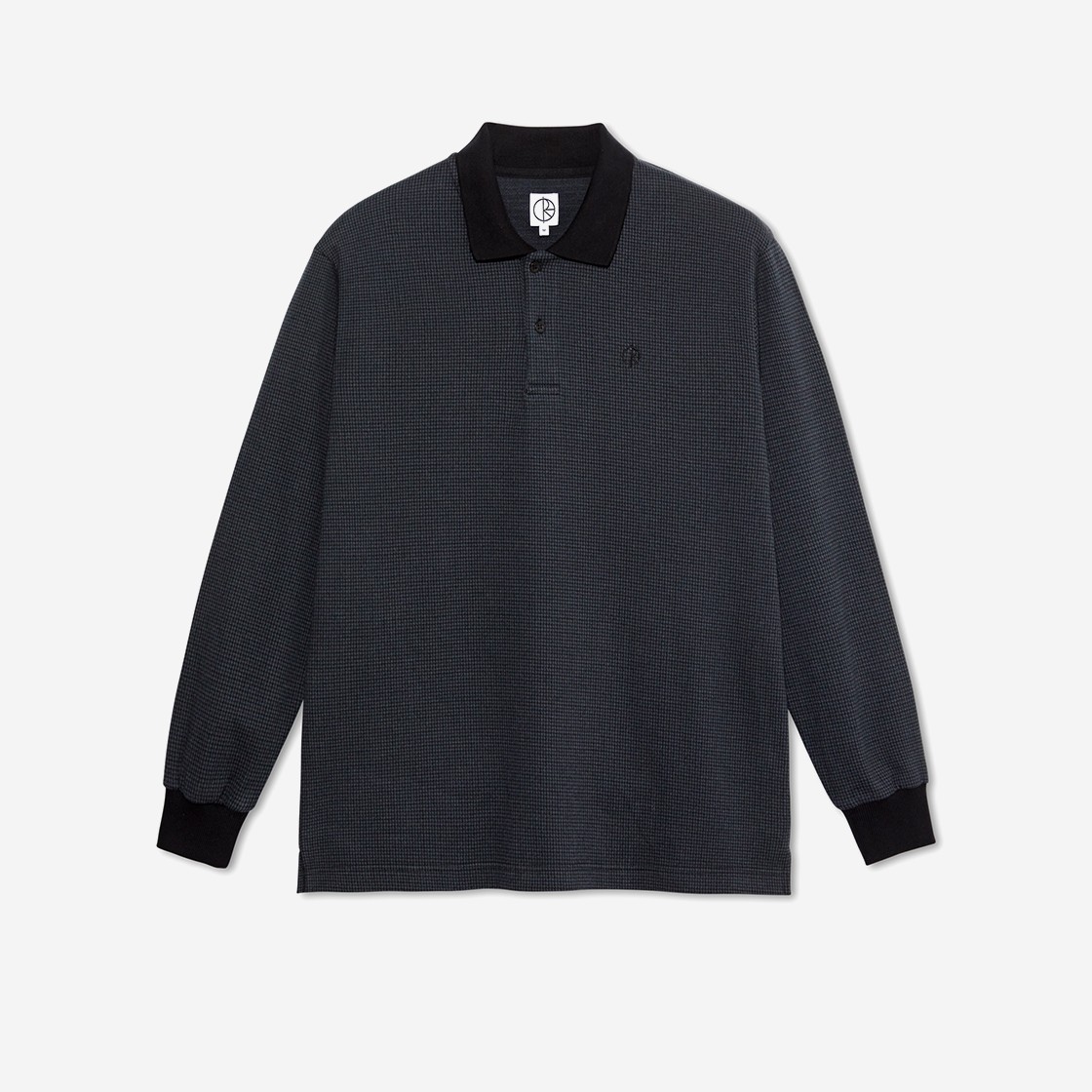 Polar Skate Co Polo LS Shirt Houndstooth Black Grey 상세 이미지 1