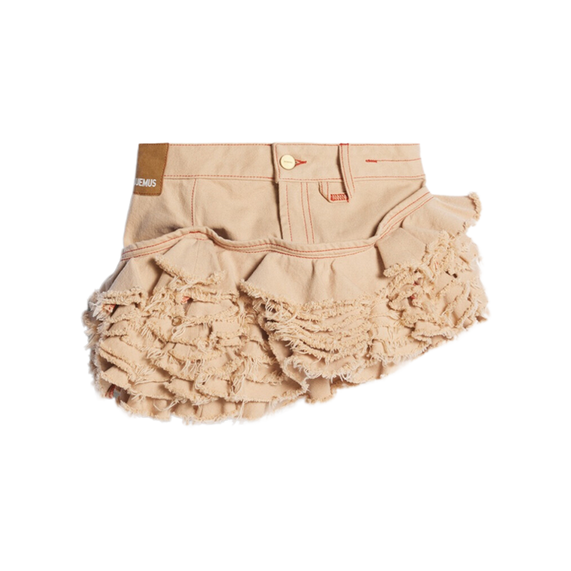 (W) Jacquemus La Jupe De Nimes Artichaut Frayed Ruffle Mini Skirt Beige Terracotta 상세 이미지 1