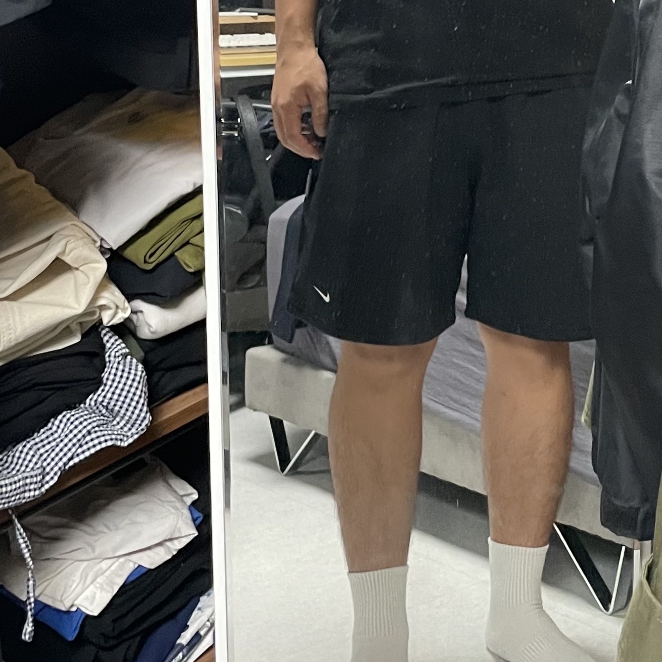 Nike NRG Solo Swoosh Fleece Shorts Black - Asia 착용 스타일