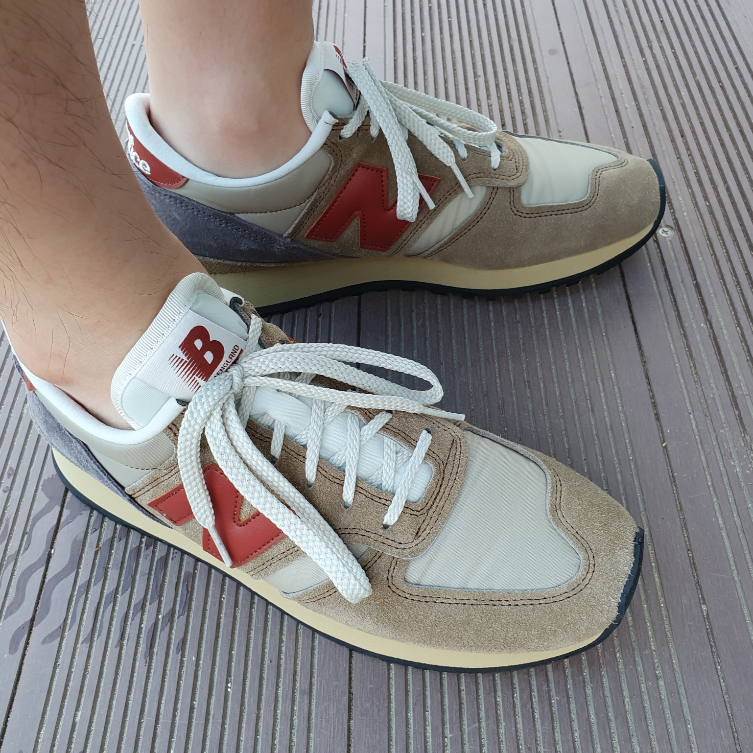 New Balance 730 Made in UK Beige 착용 스타일