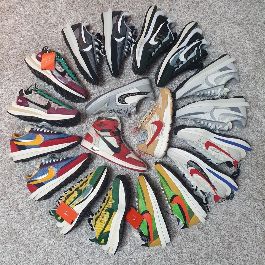 Nike x Tom Sachs Mars Yard Shoe 2.0 Space Camp, Jordan 1 x Off-White Retro High Chicago The Ten 착용 스타일