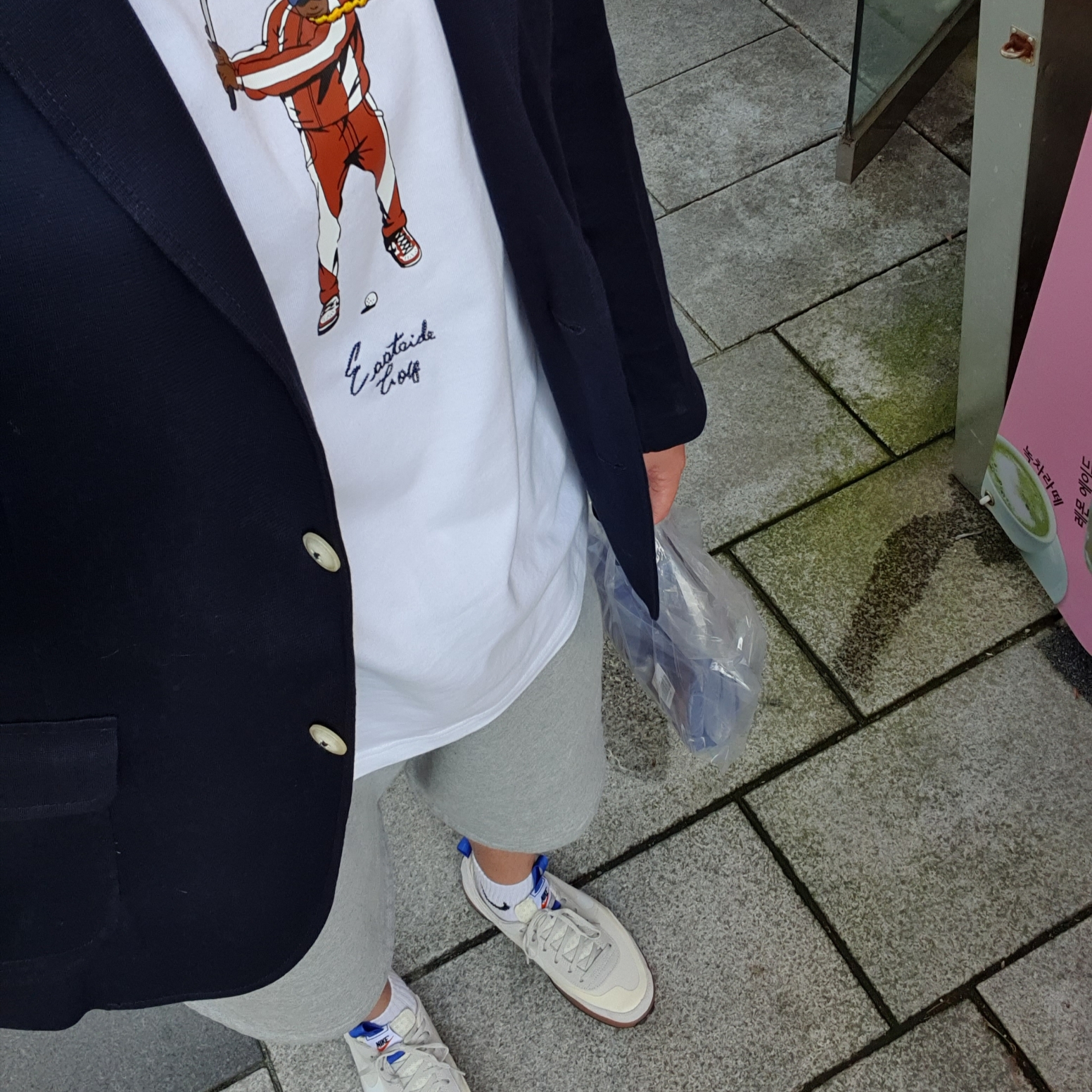 Jordan x Eastside Golf S/S T-Shirt White - Asia, Nike x Tom Sachs General Purpose Shoe Light Cream 착용 스타일