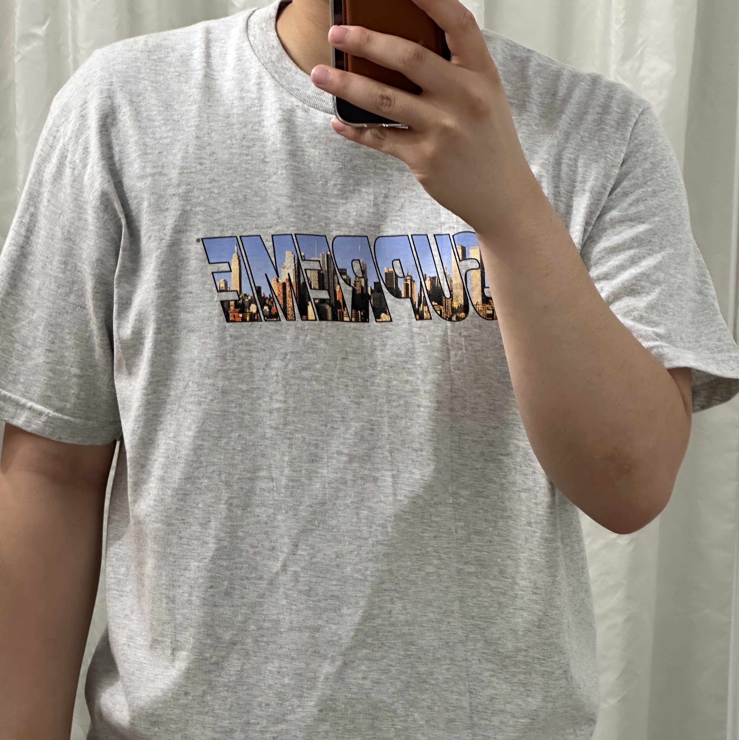 Supreme Gotham T-Shirt Ash Grey - 23FW 착용 스타일
