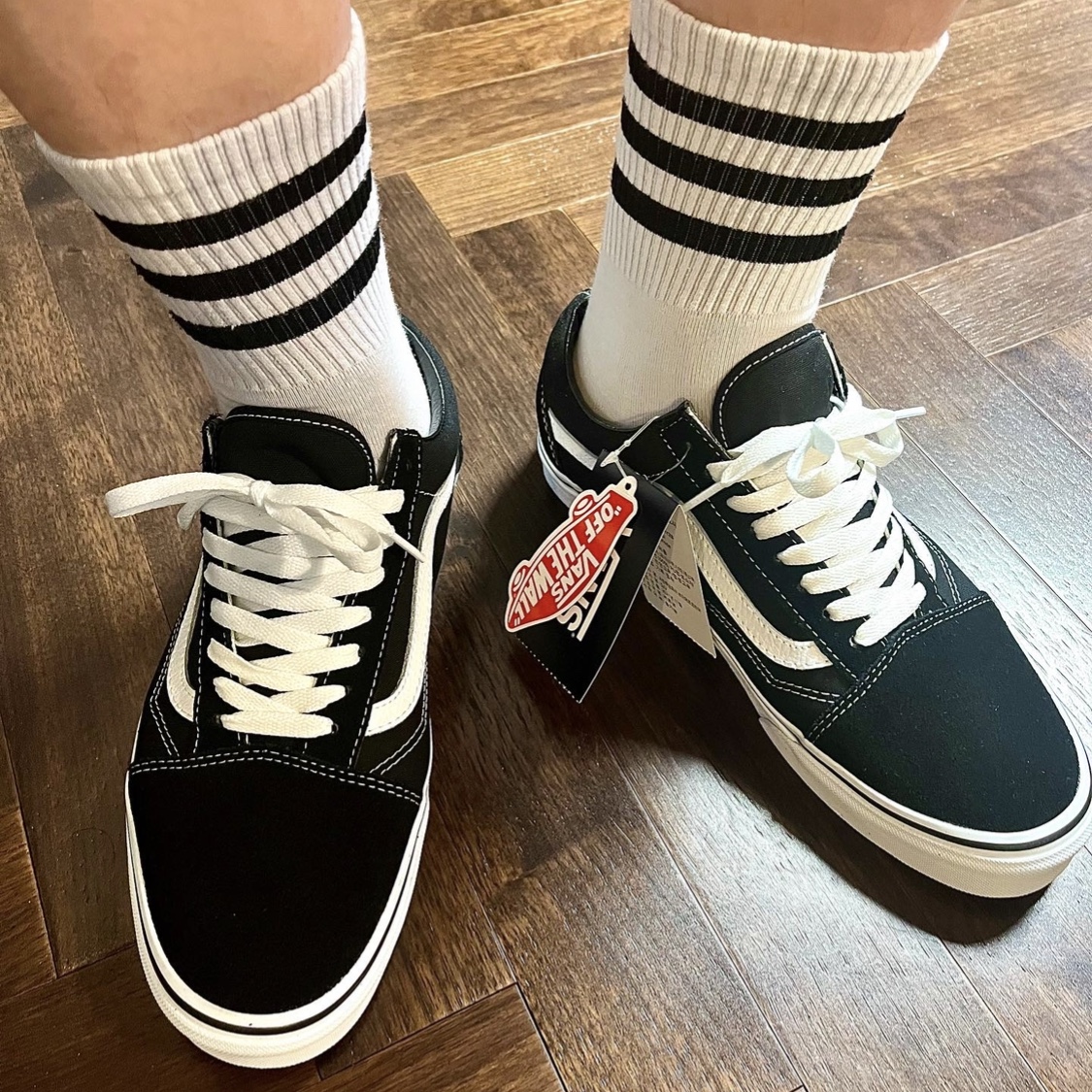 Vans Old Skool Platform Black White 착용 스타일